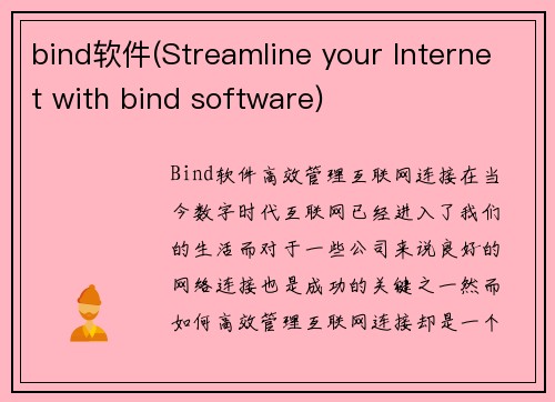 bind软件(Streamline your Internet with bind software)